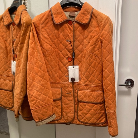 Elegant Orange Quilted Utility Jacket
